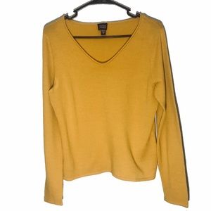 Eileen Fisher Gold V-Neck Wool Sweater
